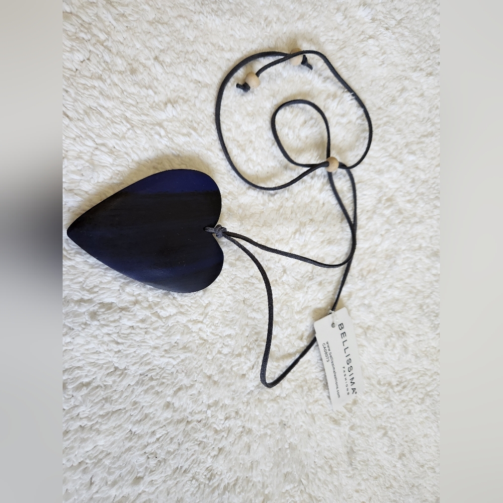 Heart Pendant Necklace with Black Cord
